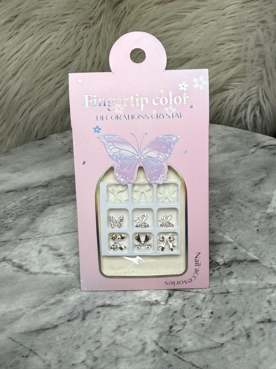 3D Luxury Butterfly & Bow Nail Art Charms (9-Piece Card)