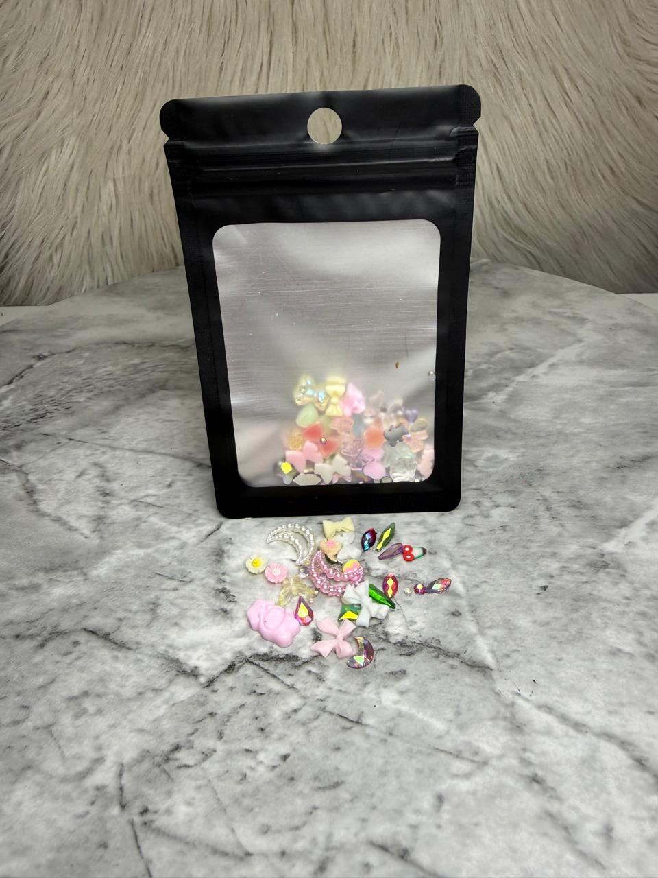 3D Mixed Nail Art Charms & Rhinestones Pack (Assorted Shapes)