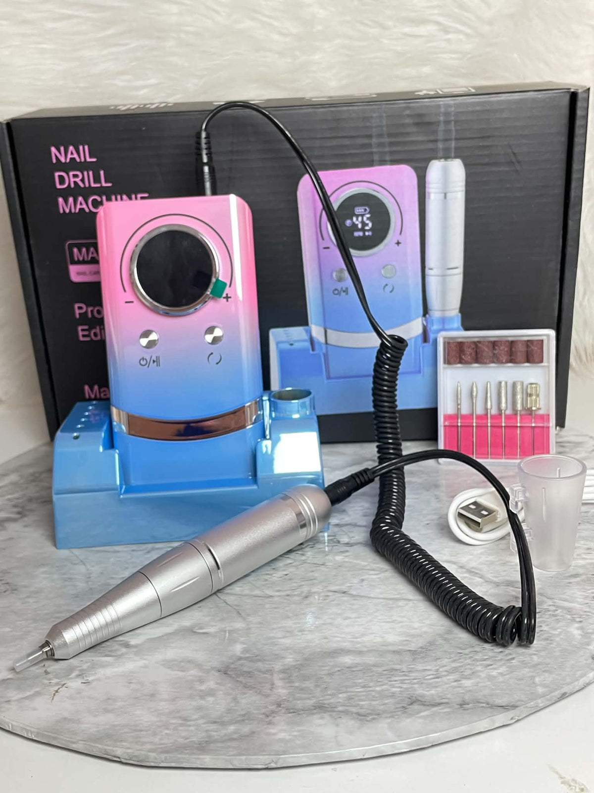 Professional 45,000 RPM Rechargeable E-File Nail Drill with Charging Dock